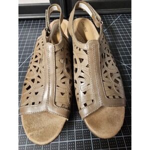 COBB hill ABBOTT HI‎ VAMP Sling sandals cutout leather upper Tan US 8.5